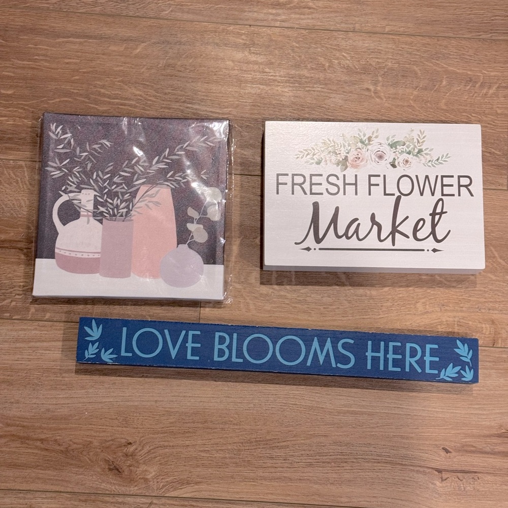 bundle 3 piece spring/summer decor wall signs- flowers